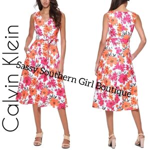 🆕⭐ Calvin Klein Floral Midi Dress